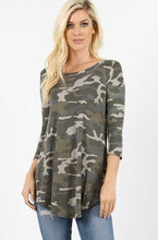 Load image into Gallery viewer, CAMO 3/4 SLEEVE ROUND NECK